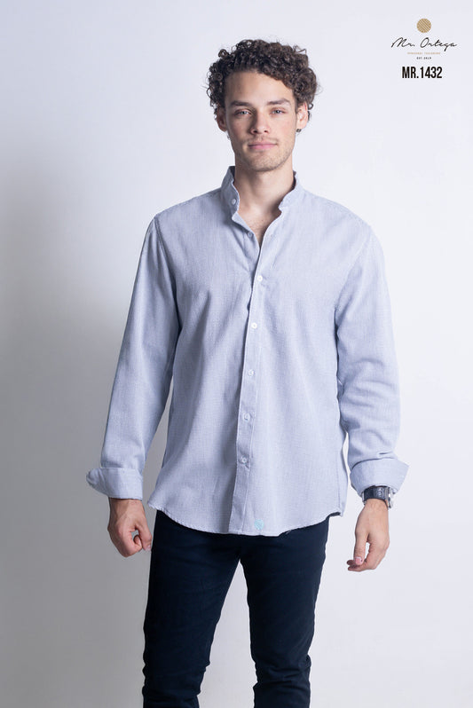 CAMISA BLANCO Y AZUL MARINO