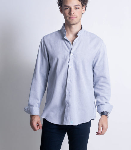 CAMISA BLANCO Y AZUL MARINO