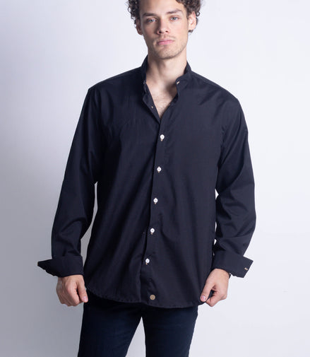 CAMISA LISA NEGRO MANGA LARGA