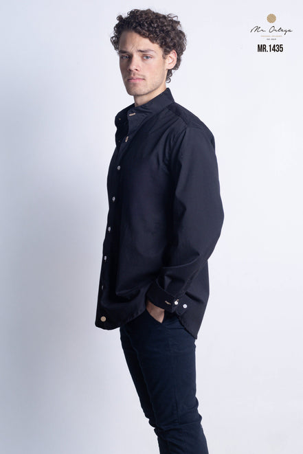 CAMISA LISA NEGRO MANGA LARGA