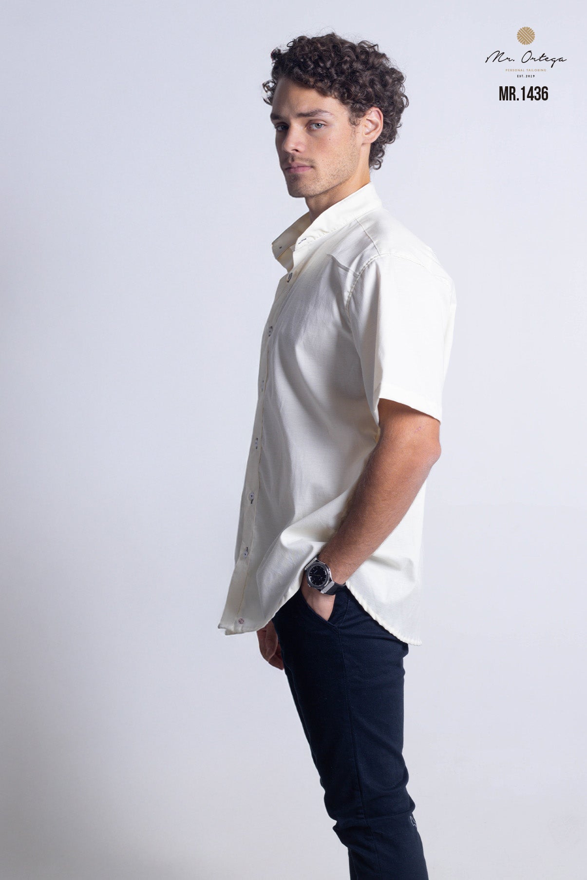 CAMISA LISA BEIGE MANGA CORTA