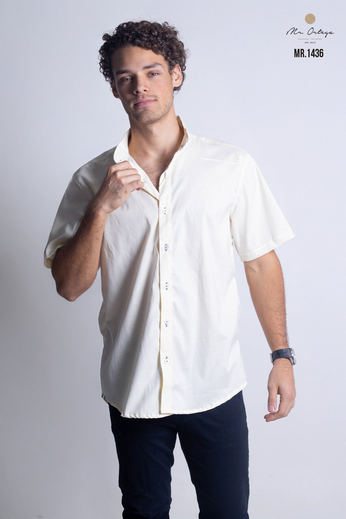 CAMISA LISA BEIGE MANGA CORTA