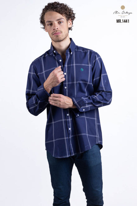 CAMISA CUADROS AZUL Y BLANCO