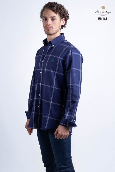CAMISA CUADROS AZUL Y BLANCO