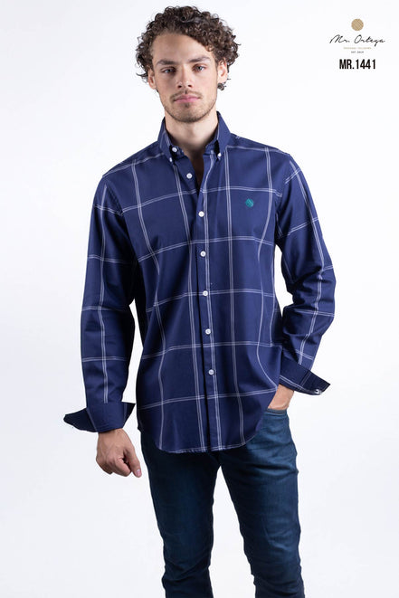 CAMISA CUADROS AZUL Y BLANCO