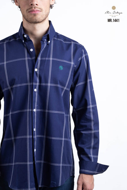 CAMISA CUADROS AZUL Y BLANCO