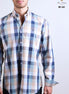 CAMISA CUADROS AZUL, BLANCO Y BEIGE