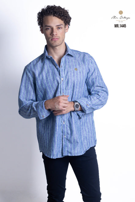 CAMISA RAYAS AZUL MARINO Y VERDE