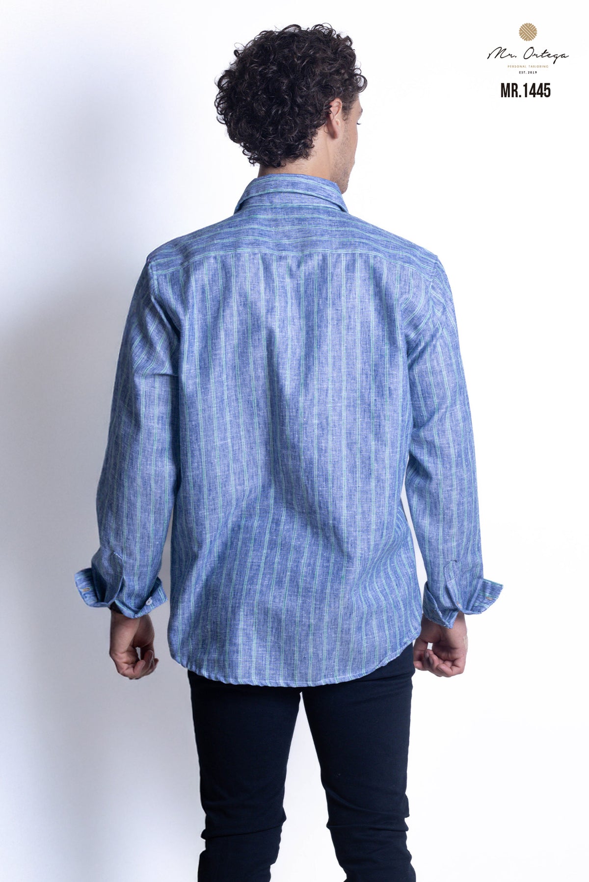 CAMISA RAYAS AZUL MARINO Y VERDE MANGA LARGA