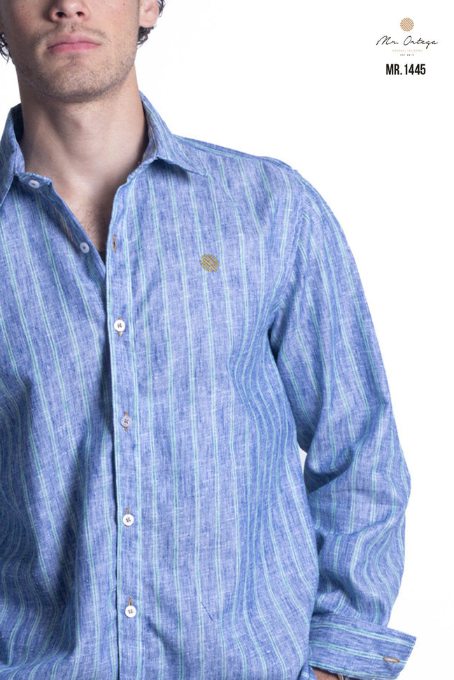 CAMISA RAYAS AZUL MARINO Y VERDE