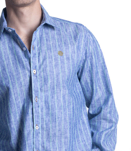 CAMISA RAYAS AZUL MARINO Y VERDE