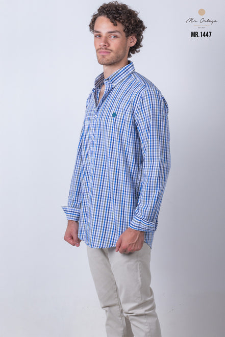 CAMISA CUADROS AZUL, BLANCO Y VERDE