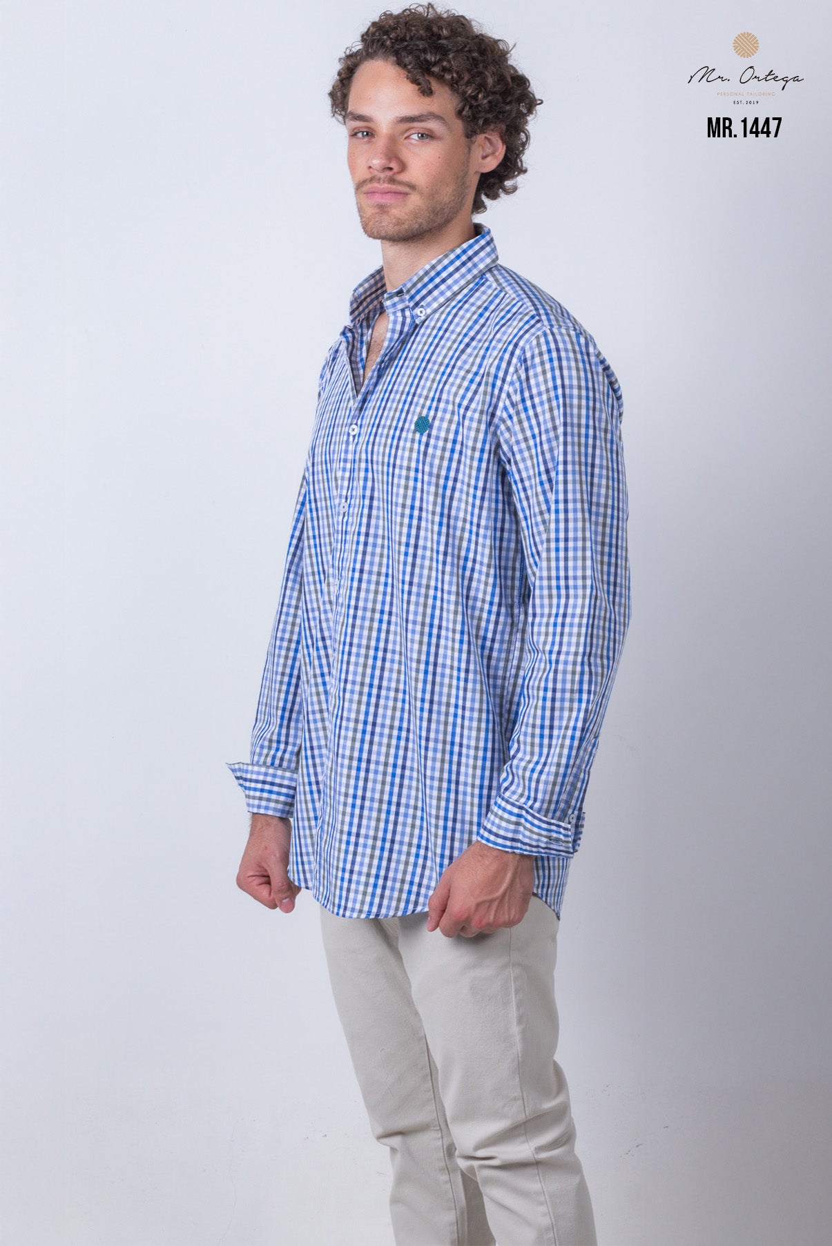 CAMISA CUADROS AZUL, BLANCO Y VERDE