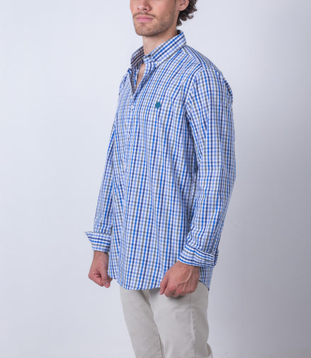 CAMISA CUADROS AZUL, BLANCO Y VERDE