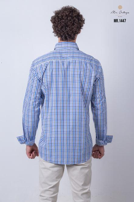CAMISA CUADROS AZUL, BLANCO Y VERDE