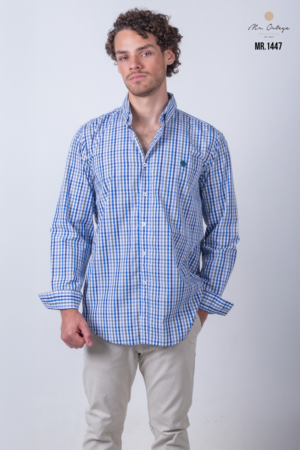CAMISA CUADROS AZUL, BLANCO Y VERDE