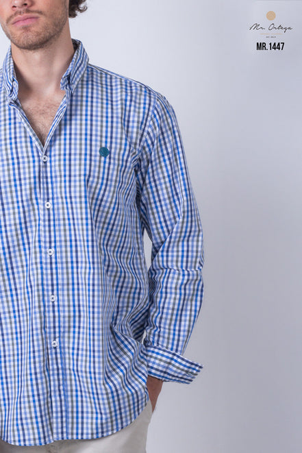 CAMISA CUADROS AZUL, BLANCO Y VERDE