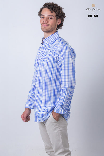 CAMISA CUADROS BLANCO Y AZUL