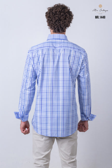 CAMISA CUADROS BLANCO Y AZUL