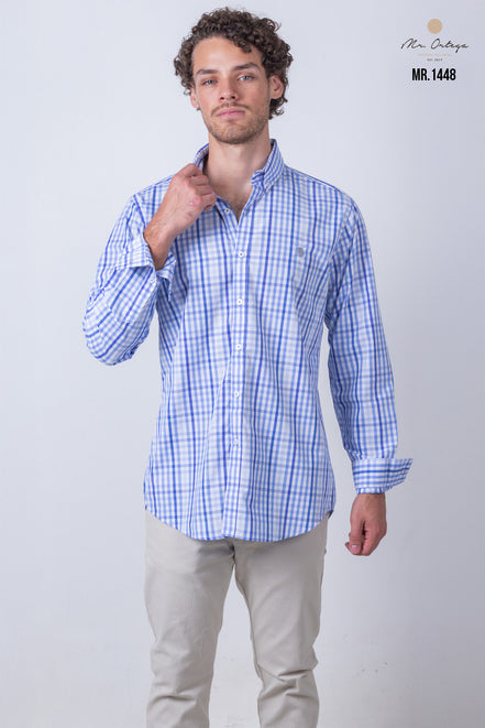 CAMISA CUADROS BLANCO Y AZUL