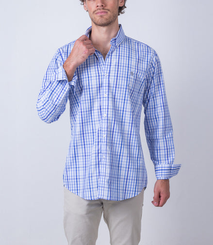 CAMISA CUADROS BLANCO Y AZUL