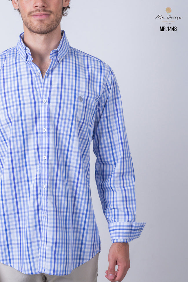 CAMISA CUADROS BLANCO Y AZUL