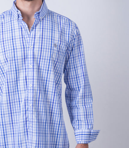CAMISA CUADROS BLANCO Y AZUL