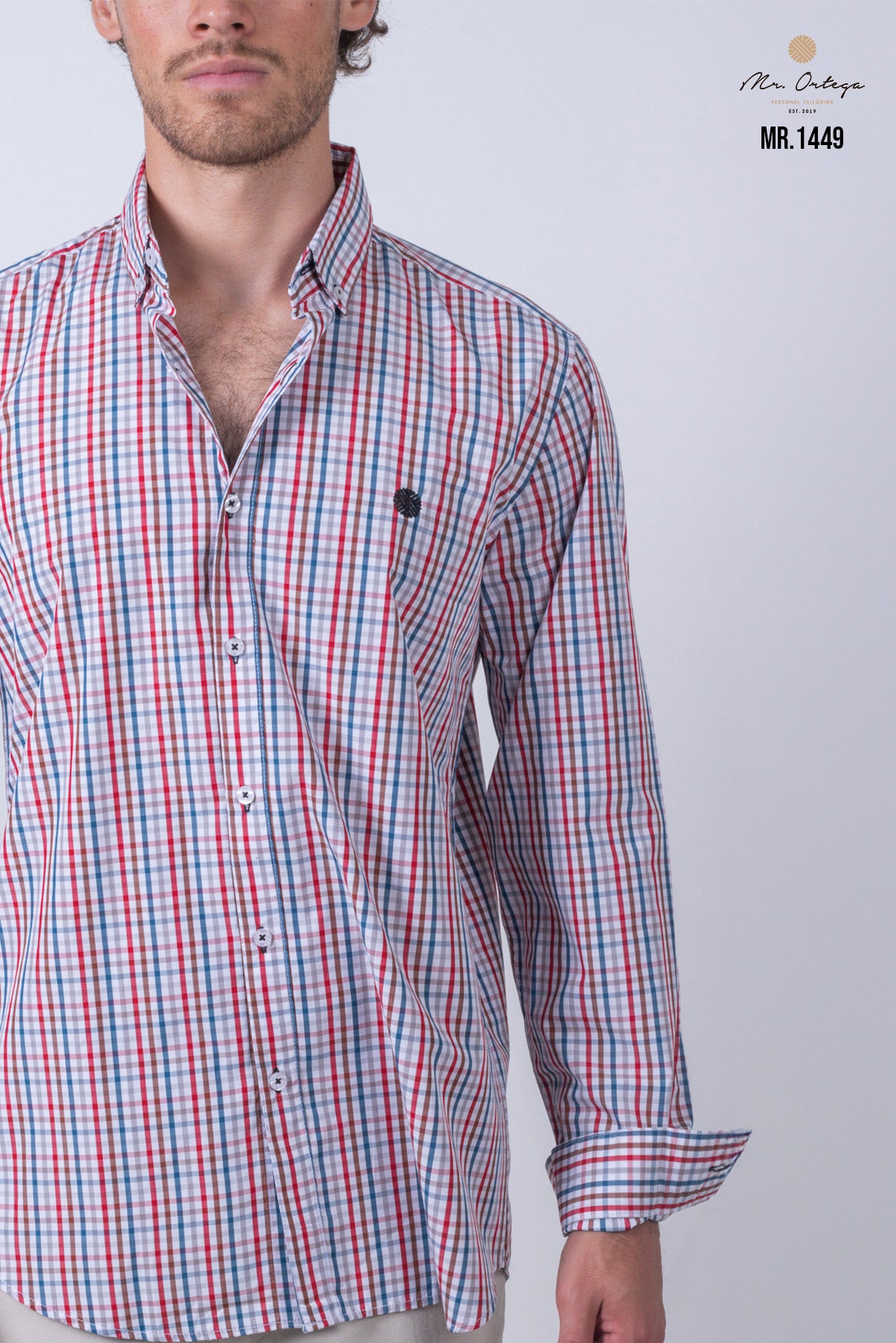 CAMISA CUADROS GRIS, CAFE, AZUL Y BLANCO