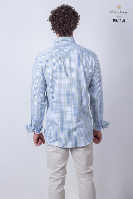 CAMISA CUADROS VERDE, AZUL Y BLANCO