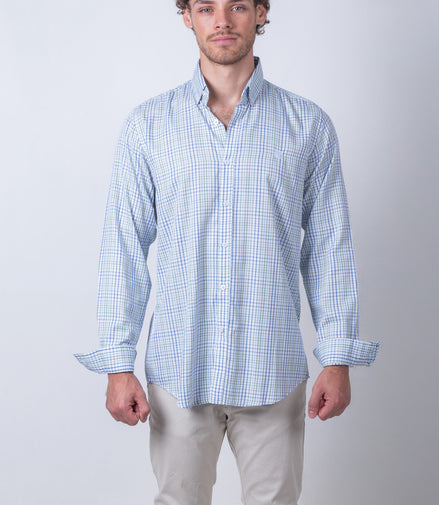 CAMISA CUADROS AZUL, VERDE Y BLANCO
