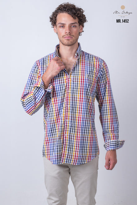 CAMISA CUADROS ROJO, AMARILLO, VERDE, AZUL Y BLANCO