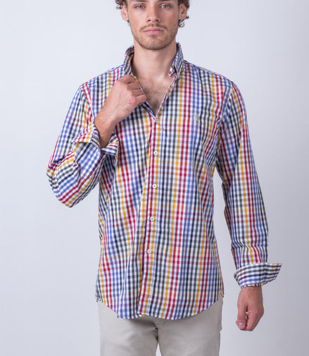 CAMISA CUADROS ROJO, AMARILLO, VERDE, AZUL Y BLANCO