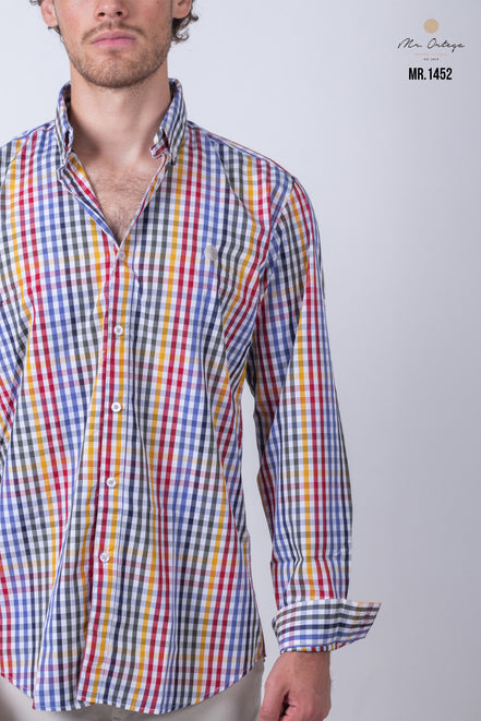 CAMISA CUADROS ROJO, AMARILLO, VERDE, AZUL Y BLANCO