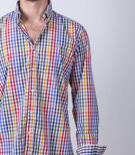 CAMISA CUADROS ROJO, AMARILLO, VERDE, AZUL Y BLANCO