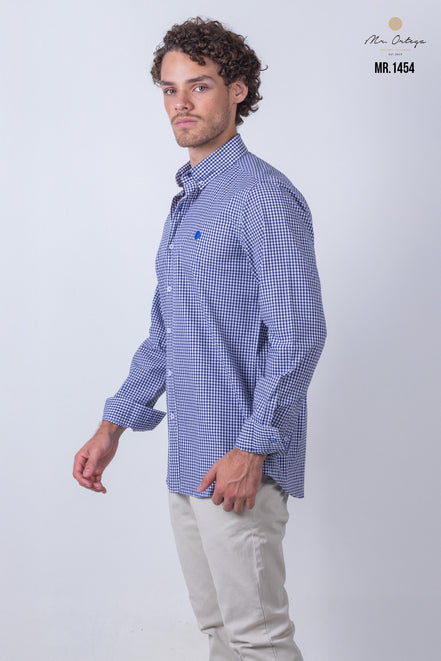 CAMISA CUADROS BLANCO Y AZUL