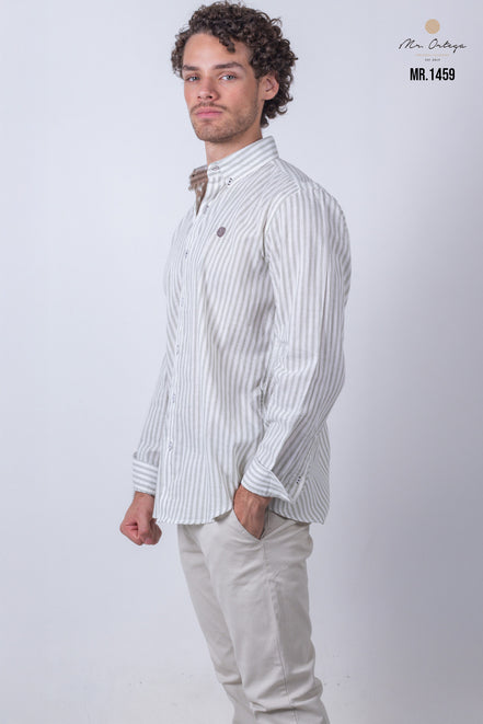 CAMISA RAYAS VERDE Y BLANCO