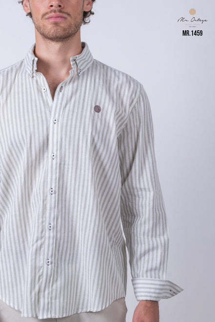 CAMISA RAYAS VERDE Y BLANCO
