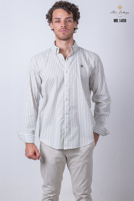CAMISA RAYAS VERDE Y BLANCO