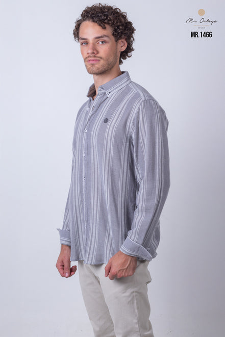 CAMISA RAYAS BLANCO Y GRIS