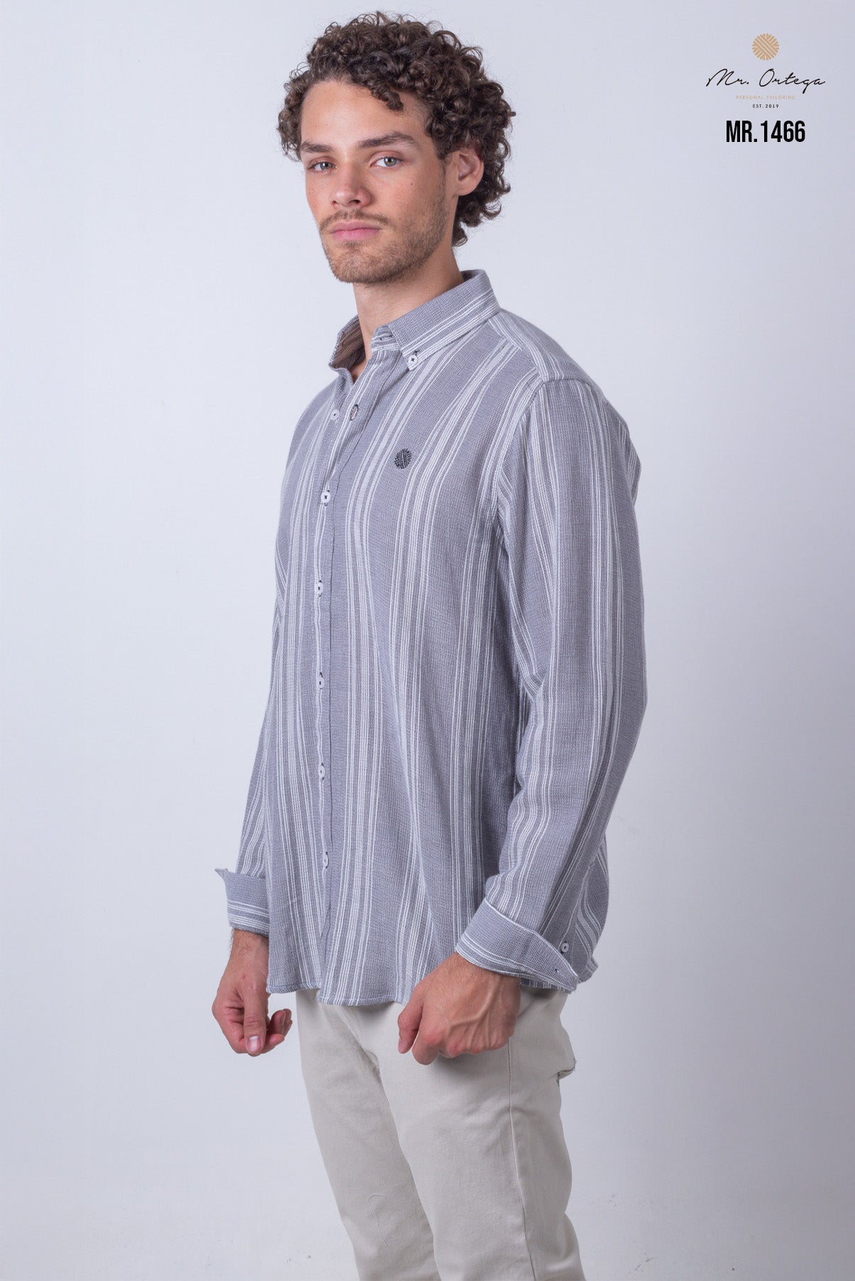 CAMISA RAYAS BLANCO Y GRIS