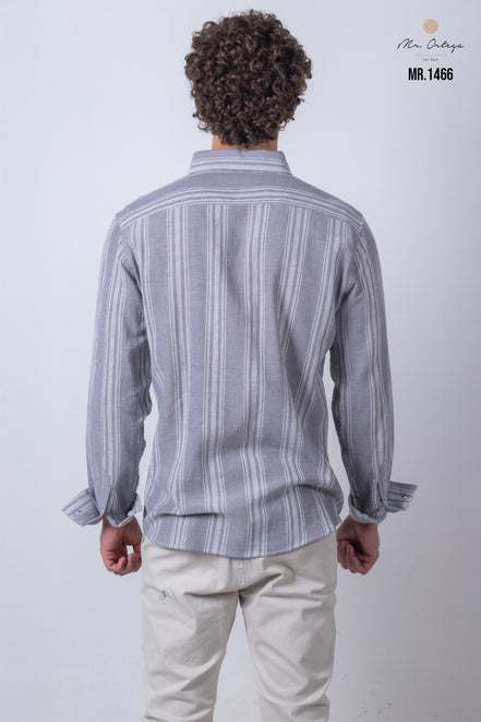 CAMISA RAYAS BLANCO Y GRIS