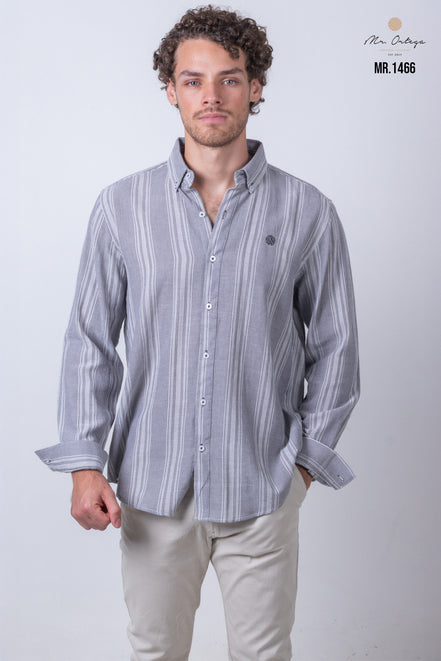 CAMISA RAYAS BLANCO Y GRIS