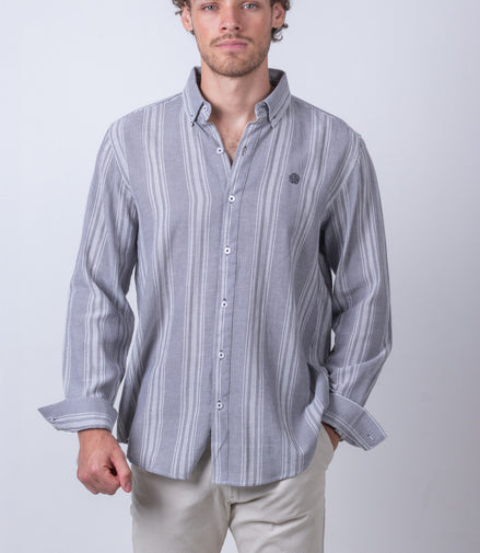 CAMISA RAYAS BLANCO Y GRIS