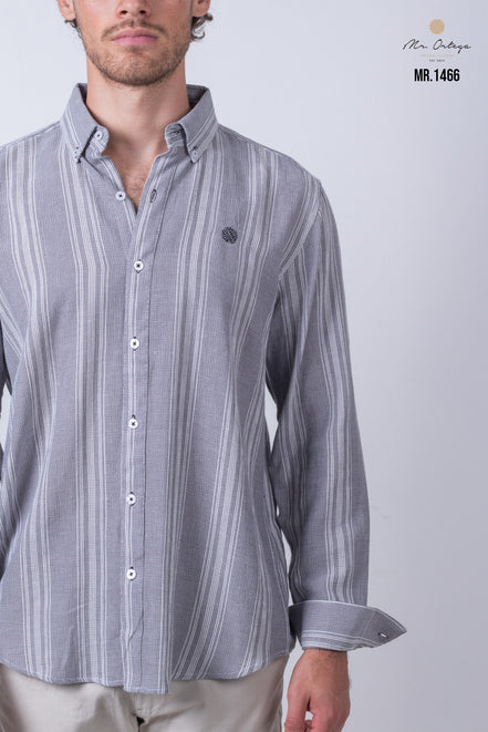 CAMISA RAYAS BLANCO Y GRIS