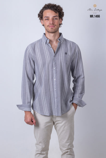 CAMISA RAYAS BLANCO Y GRIS