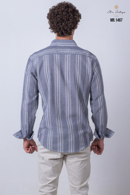 CAMISA RAYAS AZUL MARINO Y BLANCO