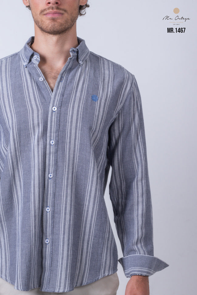 CAMISA RAYAS AZUL MARINO Y BLANCO