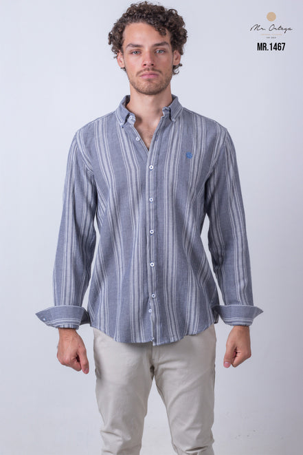 CAMISA RAYAS AZUL MARINO Y BLANCO