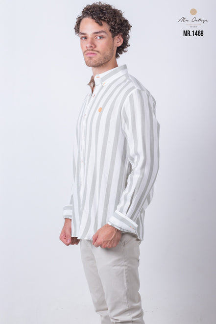 CAMISA RAYAS VERDE Y BLANCO