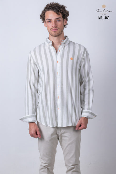CAMISA RAYAS VERDE Y BLANCO